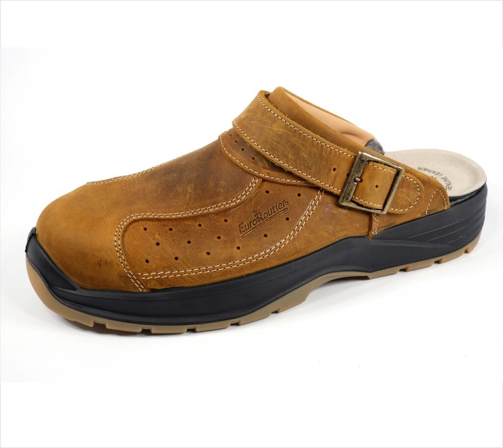 Sabots de chaussures de sécurité en cuir certifié CE EN ISO SB+A+E+FO+Sra EuroRoutier Basic Black 